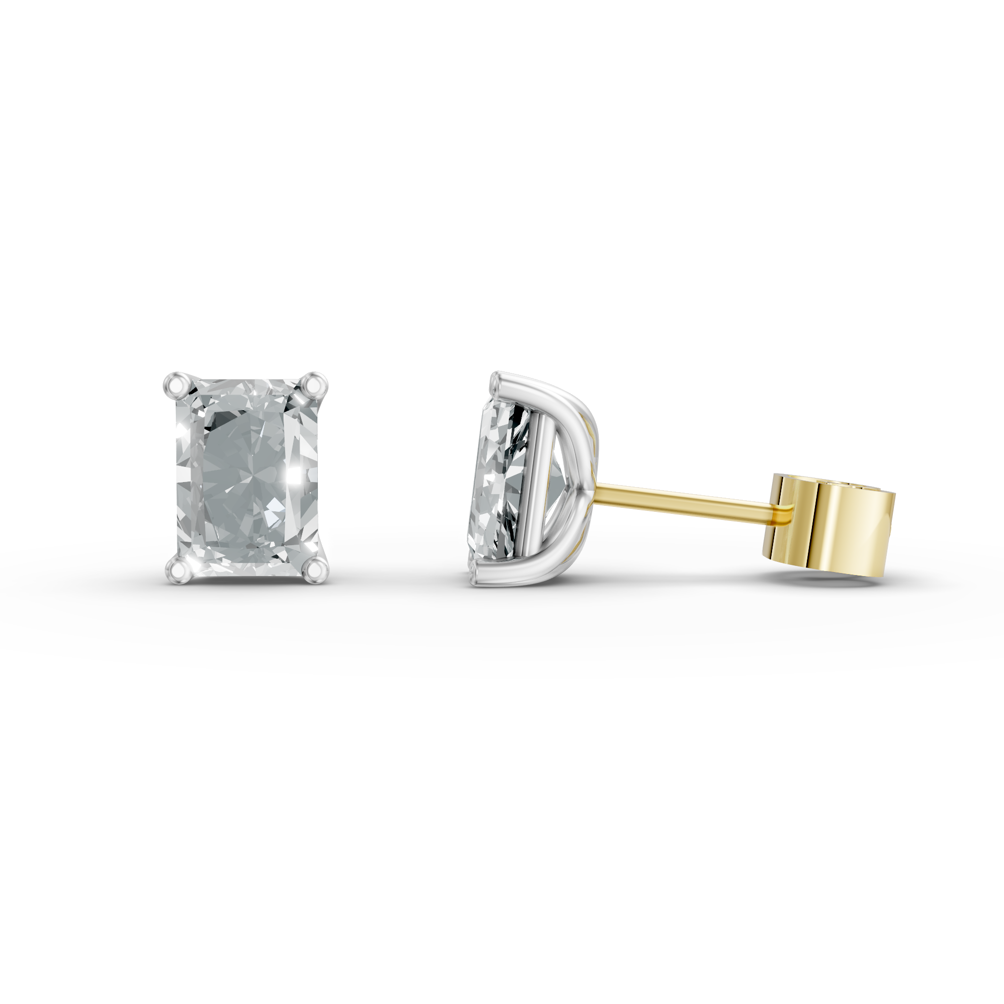 Lab Grown Diamond Radiant Cut Single Stone Stud Earrings