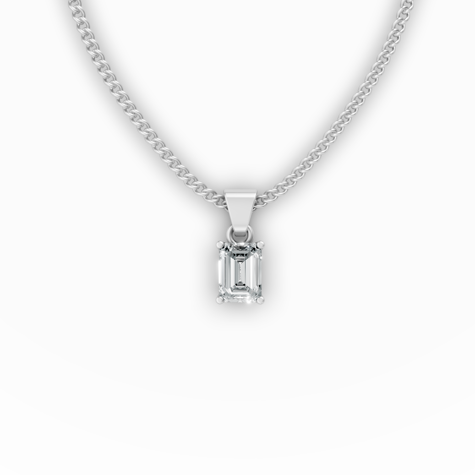 Lab Grown Diamond Emerald Cut Single Stone Pendant