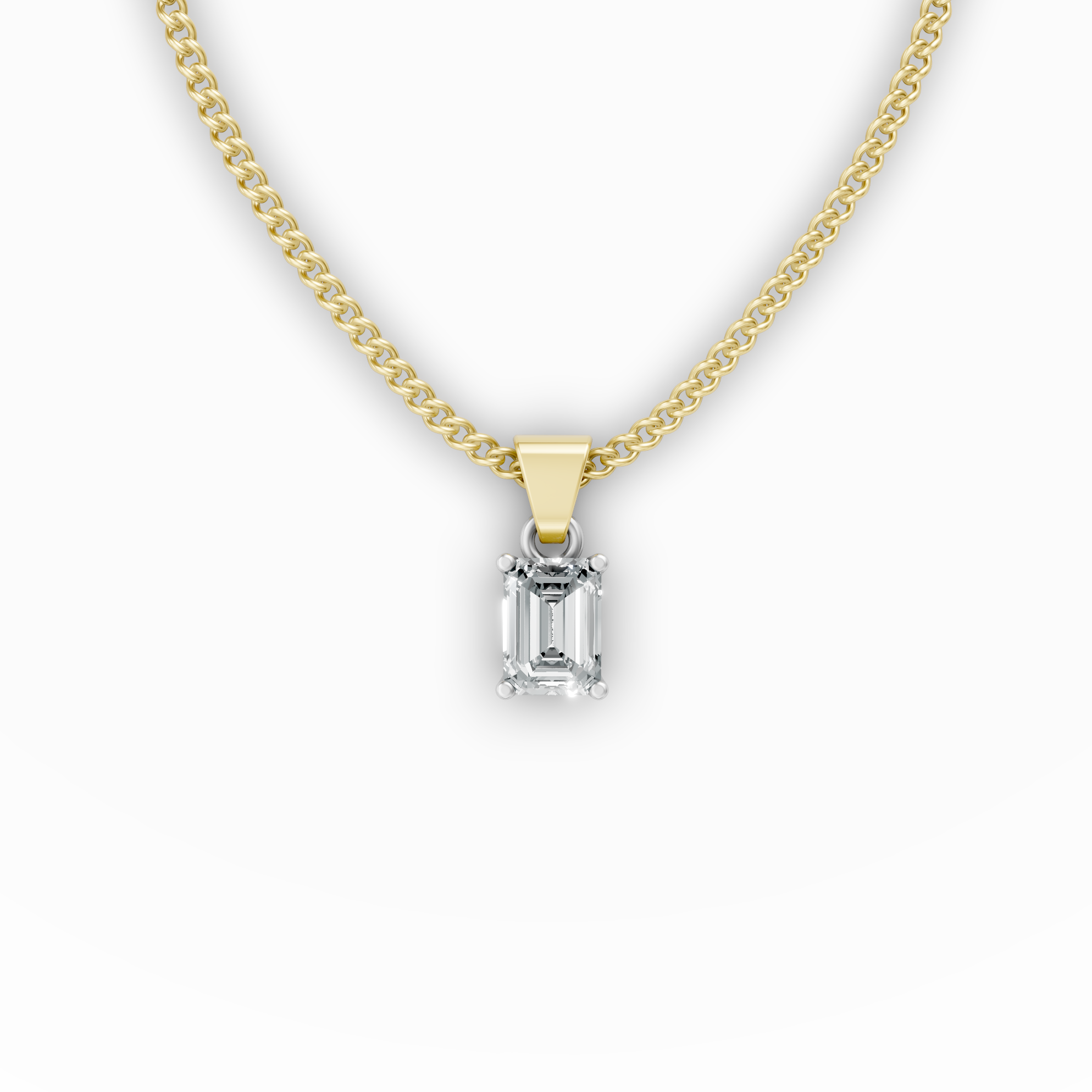 Lab Grown Diamond Emerald Cut Single Stone Pendant