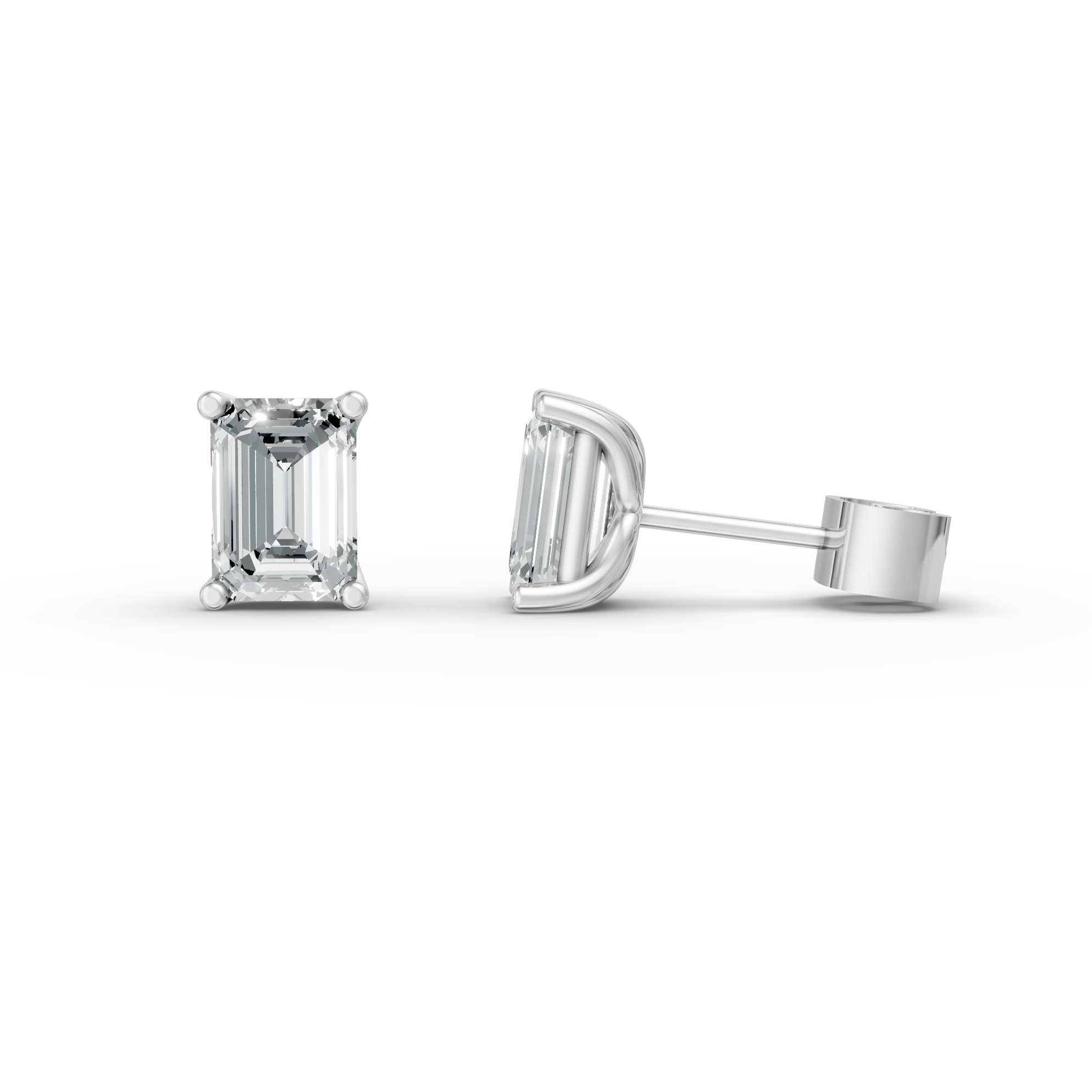 Lab Grown Diamond Emerald Cut Single Stone Stud Earrings