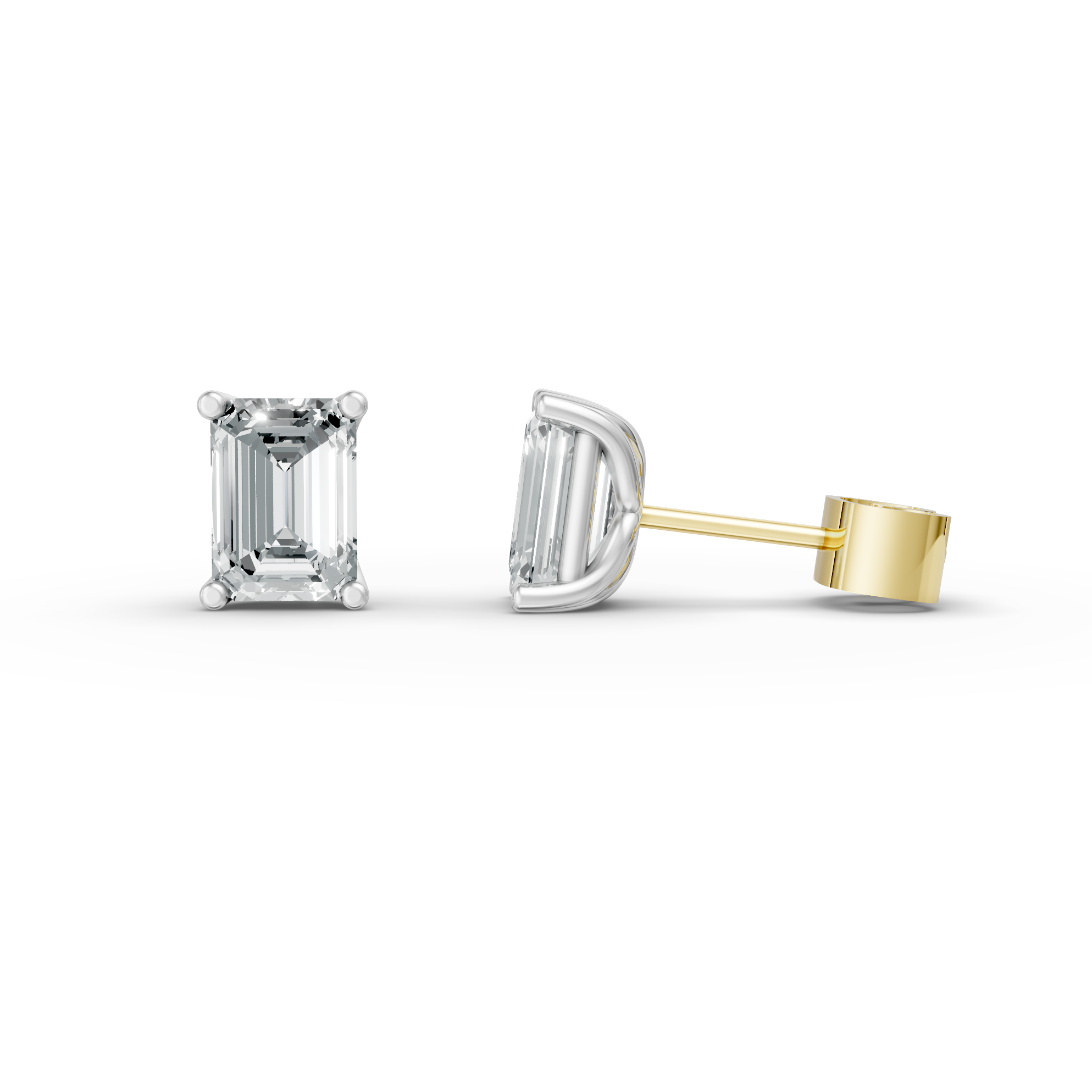 Lab Grown Diamond Emerald Cut Single Stone Stud Earrings