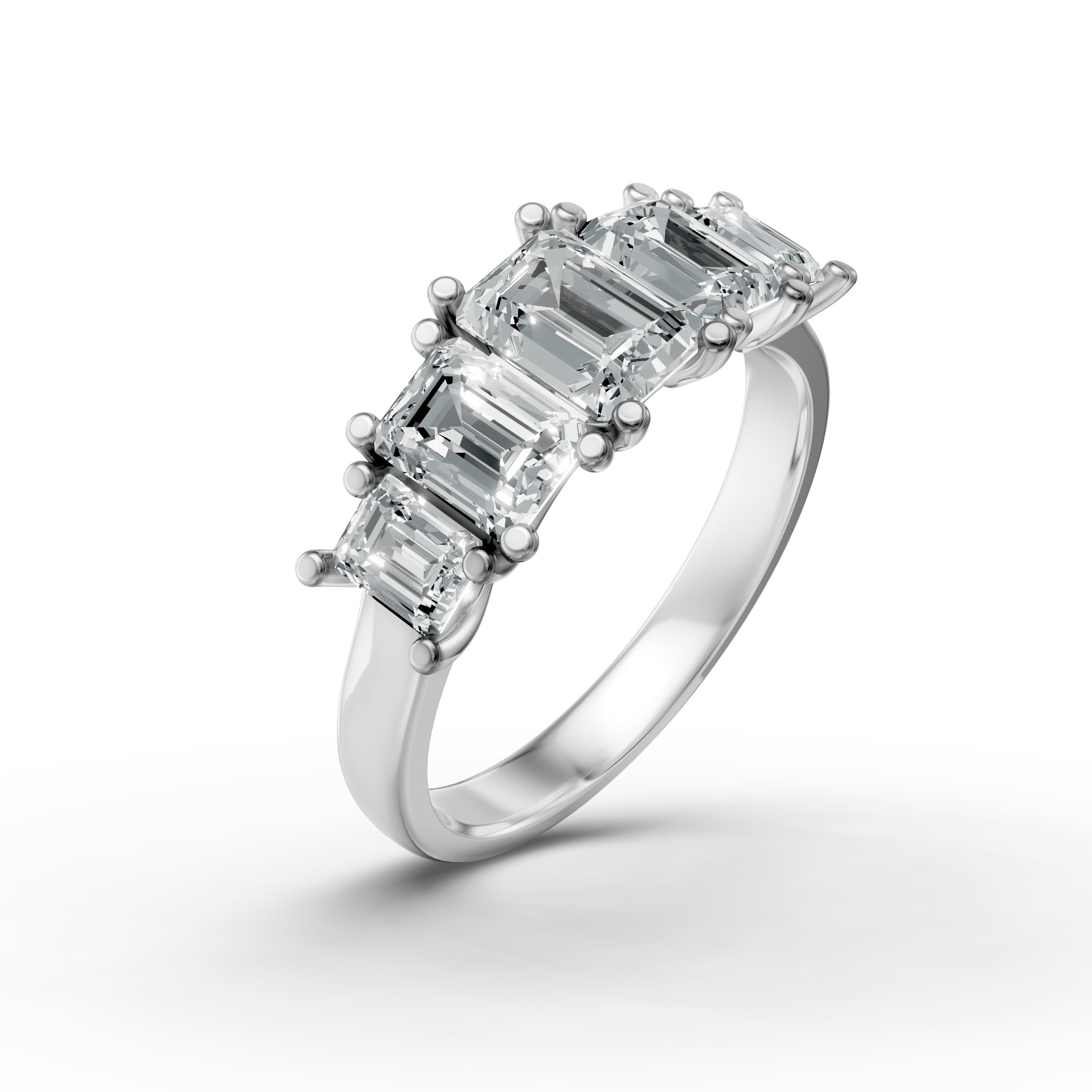 Lab Grown Diamond Emerald Cut Five Stone Eternity Ring