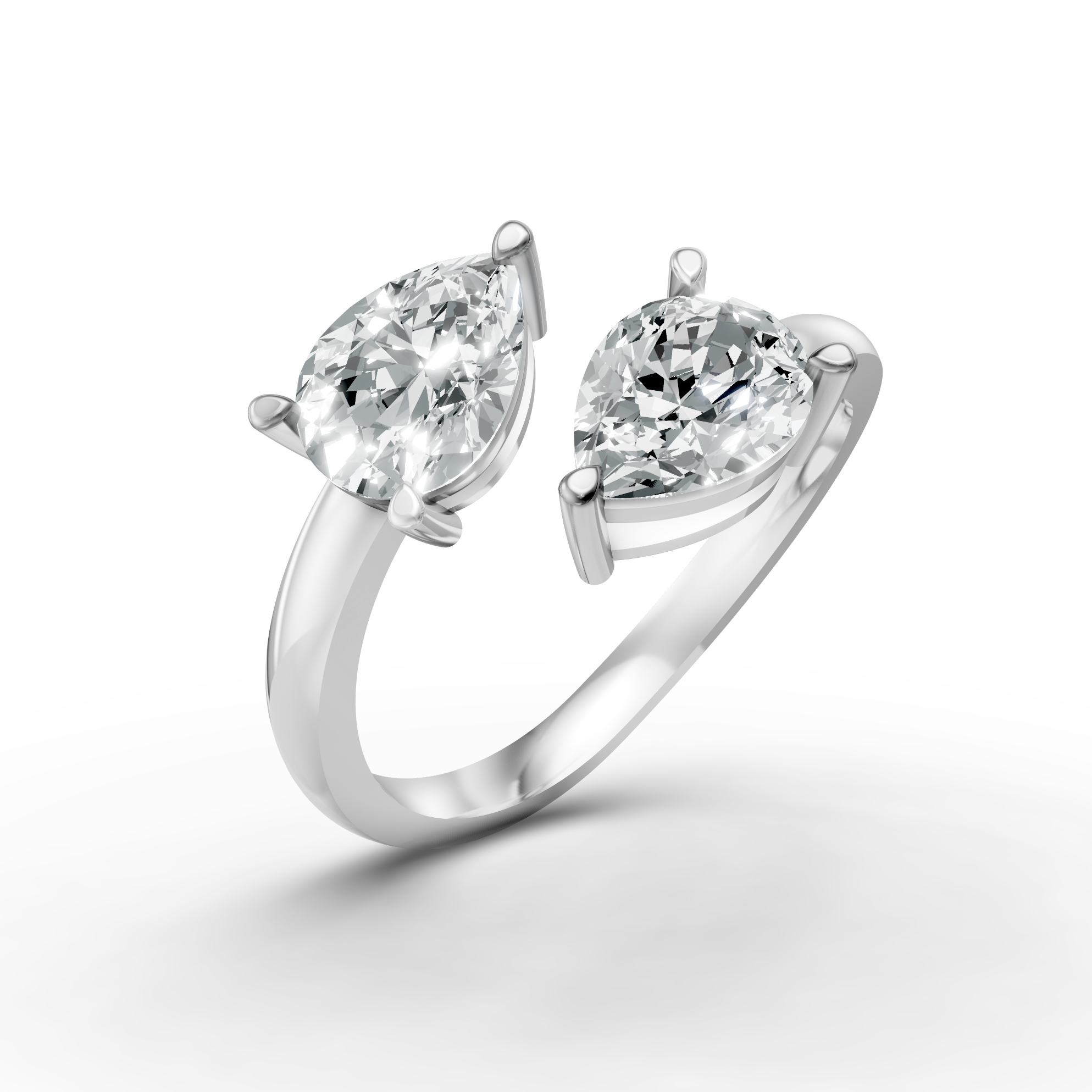 Lab Grown Diamond Two Stone Pear Crossover Ring