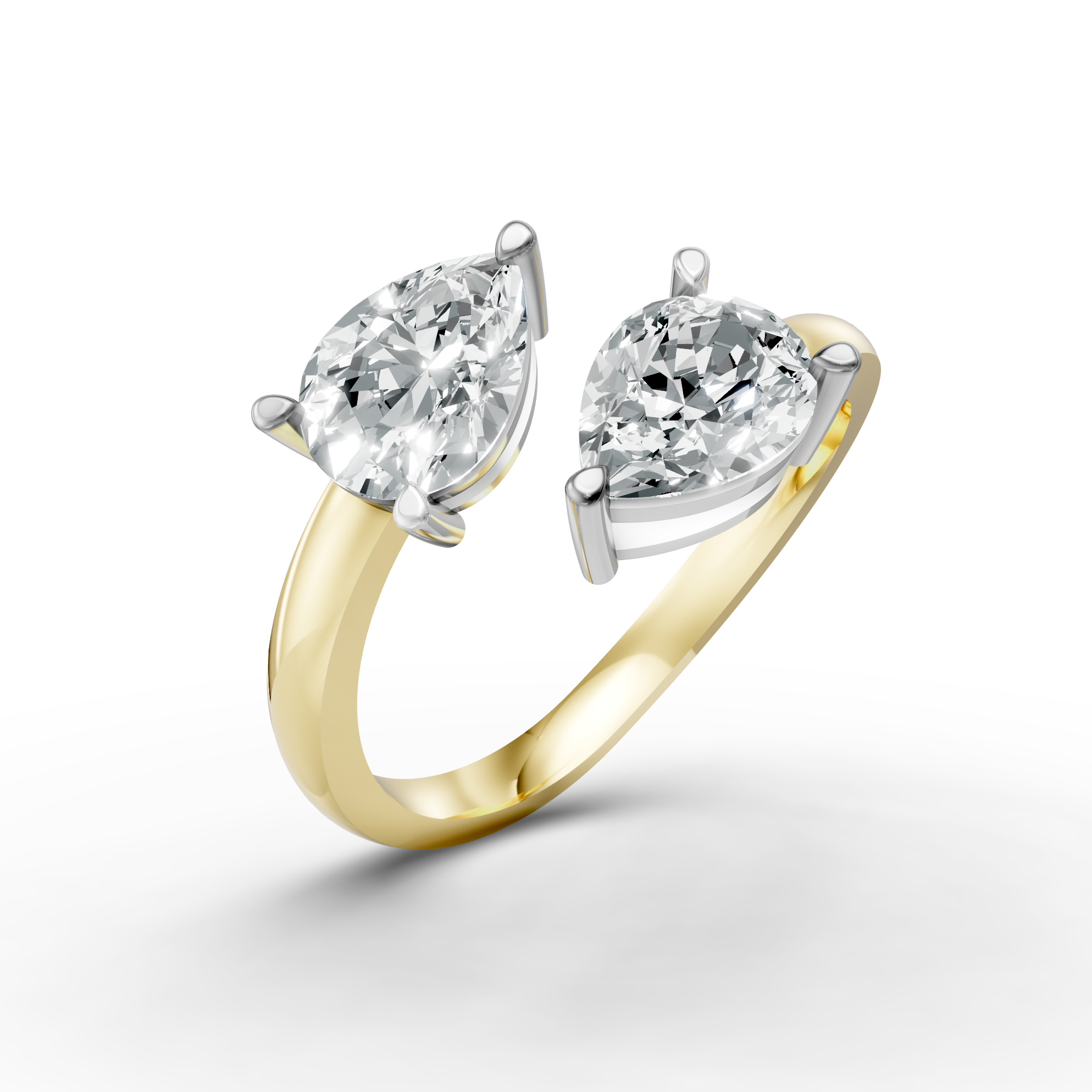 Lab Grown Diamond Two Stone Pear Crossover Ring