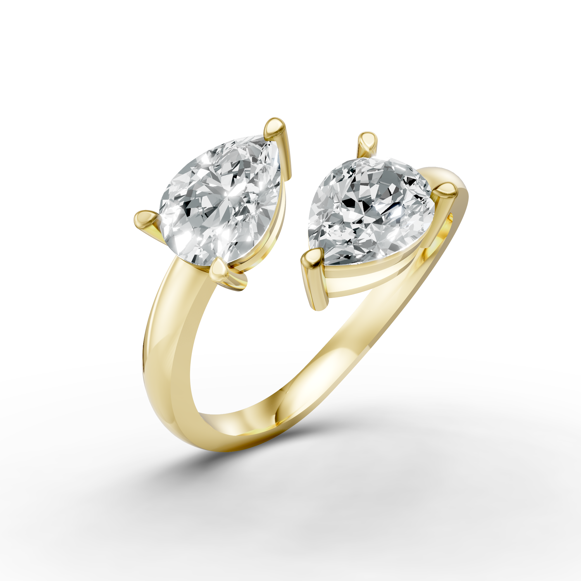 Lab Grown Diamond Two Stone Pear Crossover Ring