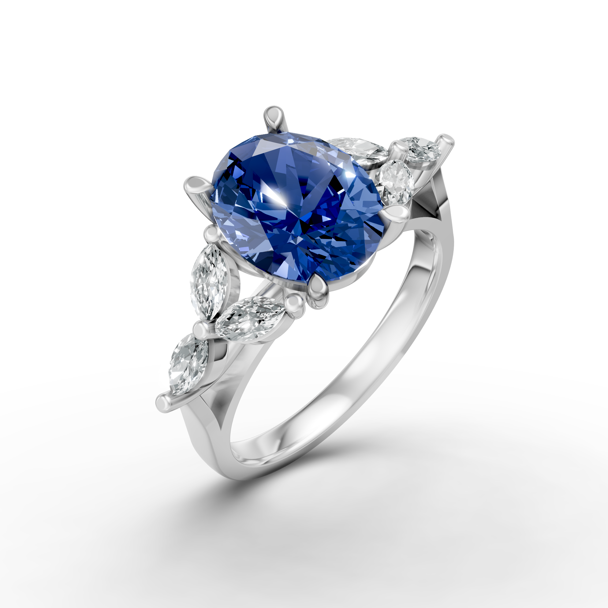 Lab Grown Gemstone & Diamond Trefoil Ring