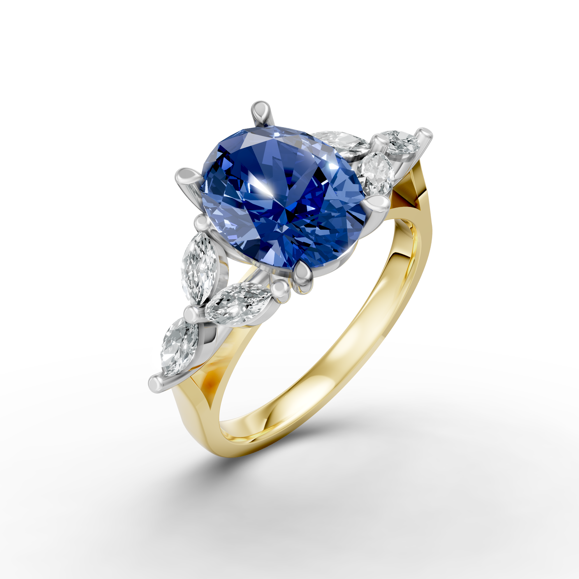 Lab Grown Gemstone & Diamond Trefoil Ring