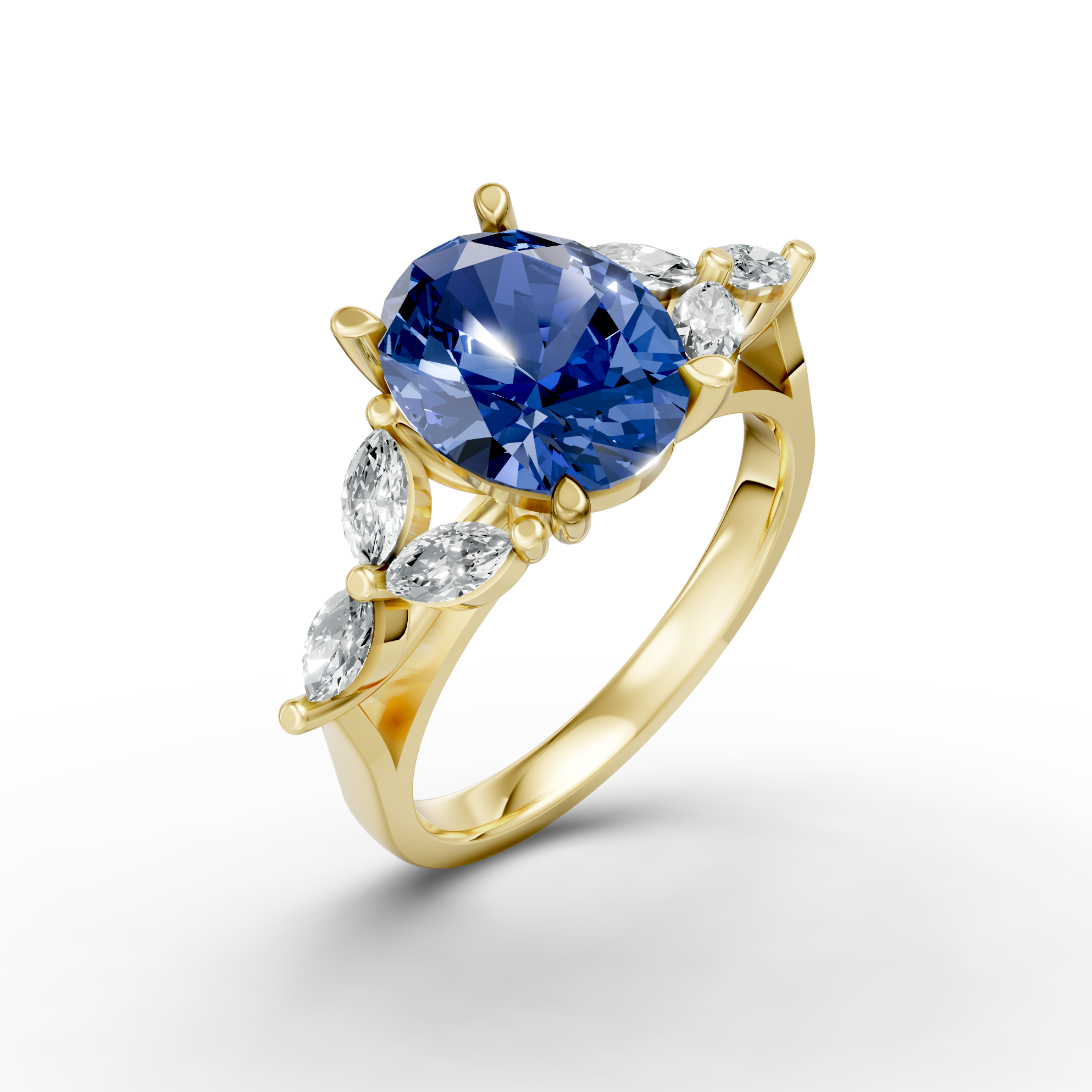 Lab Grown Gemstone & Diamond Trefoil Ring