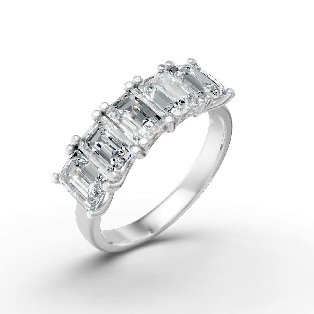 Lab Grown Diamond Emerald Five Stone Eternity Ring