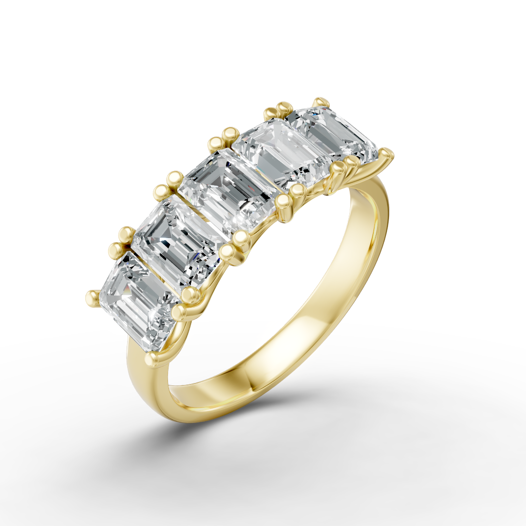 Lab Grown Diamond Emerald Five Stone Eternity Ring