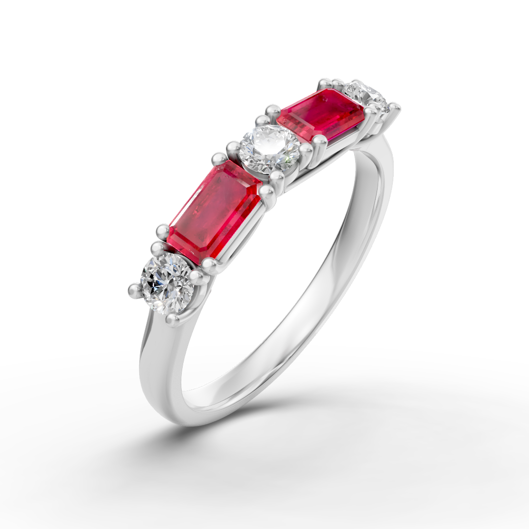 Lab Grown Diamond & Gemstone Five Stone Eternity Ring