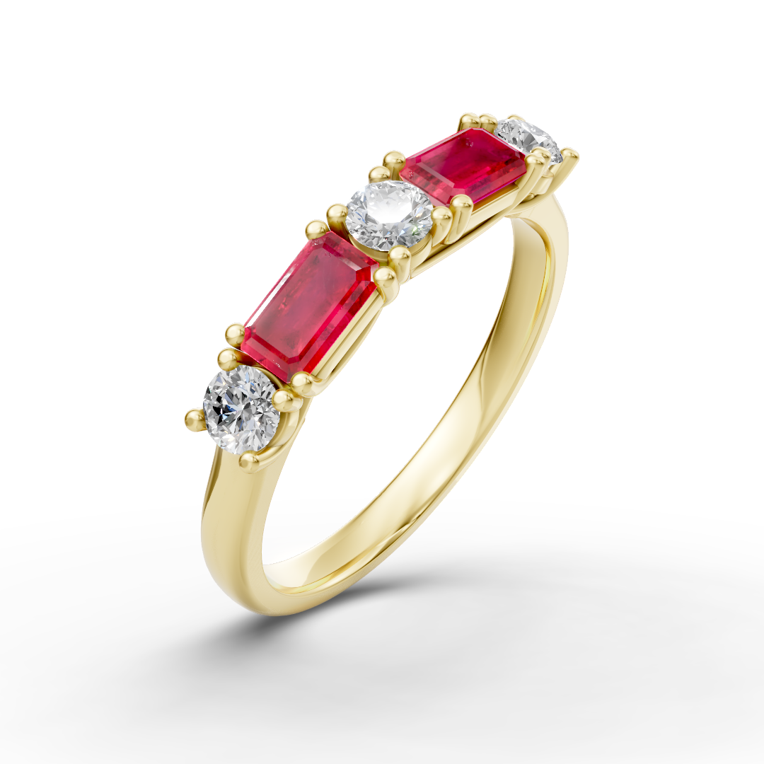 Lab Grown Diamond & Gemstone Five Stone Eternity Ring