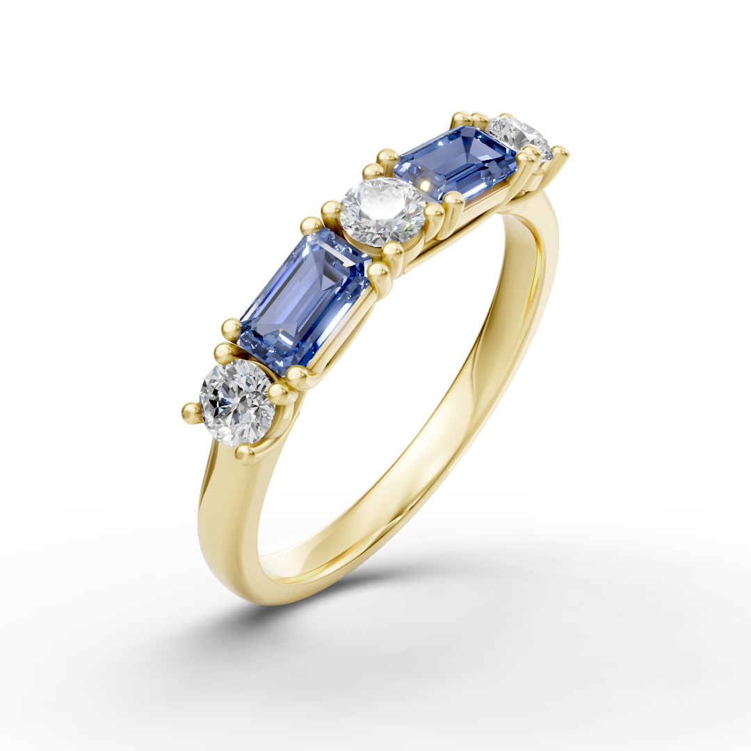 Lab Grown Diamond & Gemstone Five Stone Eternity Ring