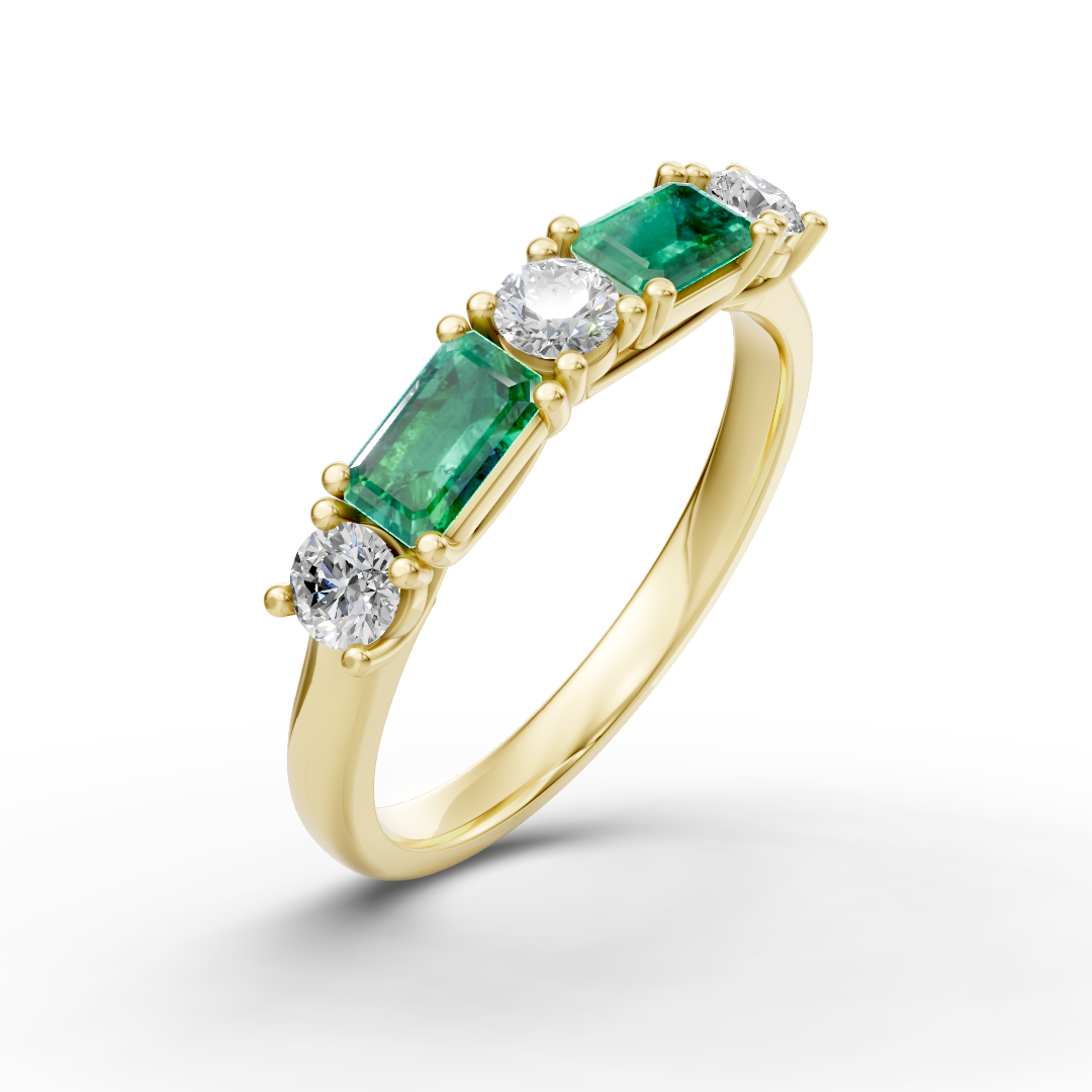 Lab Grown Diamond & Gemstone Five Stone Eternity Ring