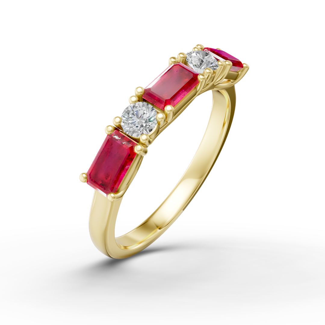 Lab Grown Diamond & Gemstone Five Stone Eternity Ring