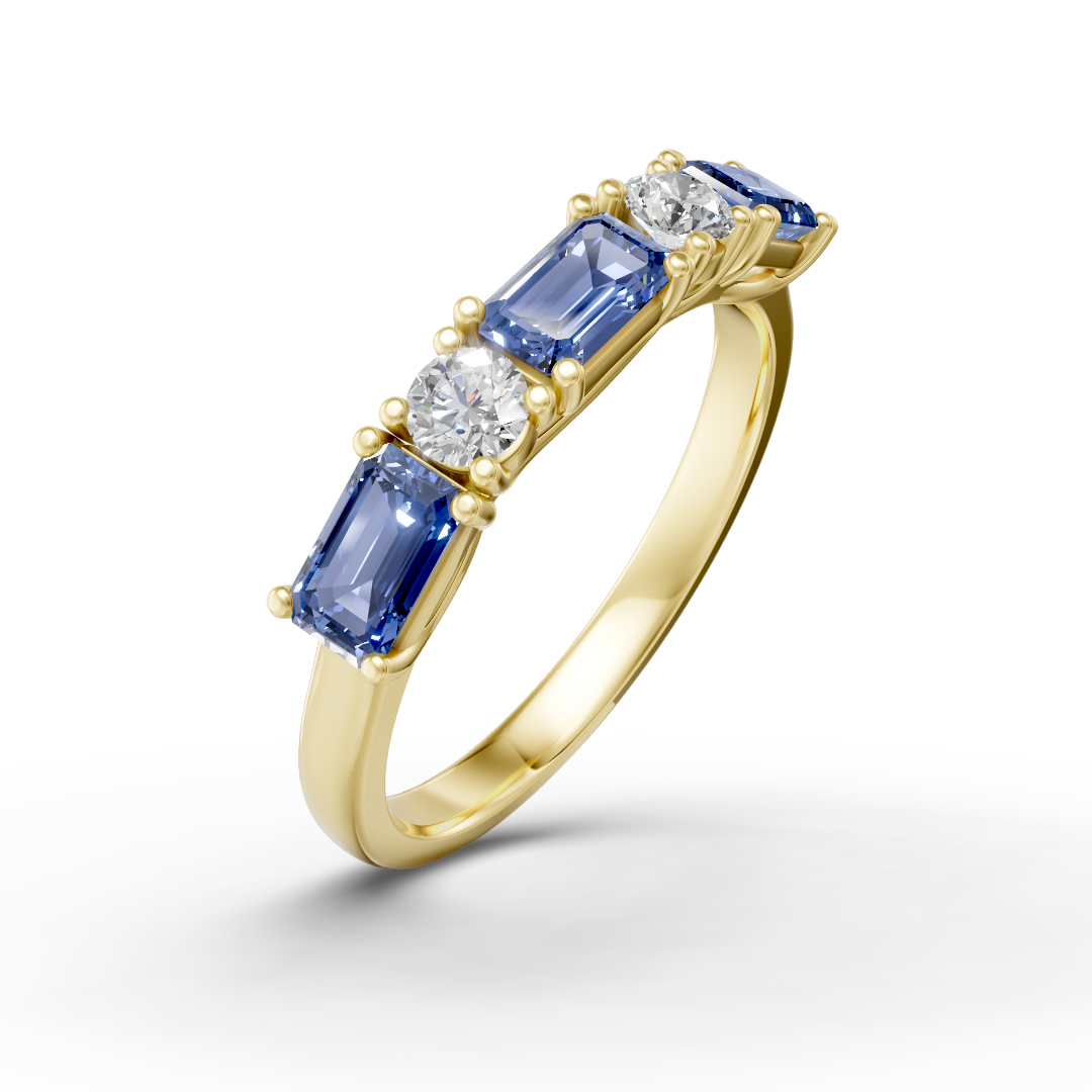 Lab Grown Diamond & Gemstone Five Stone Eternity Ring