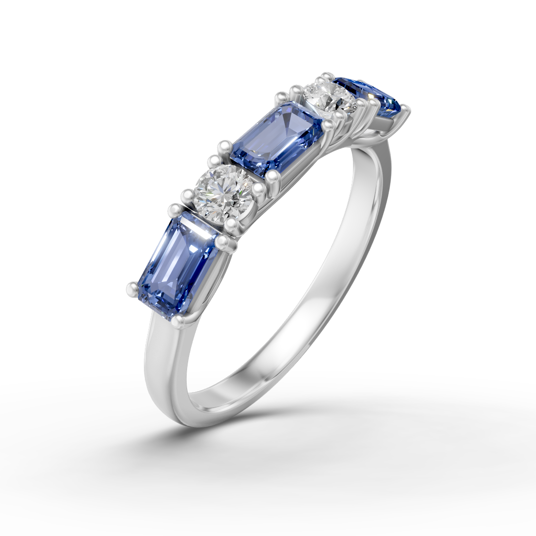 Lab Grown Diamond & Gemstone Five Stone Eternity Ring