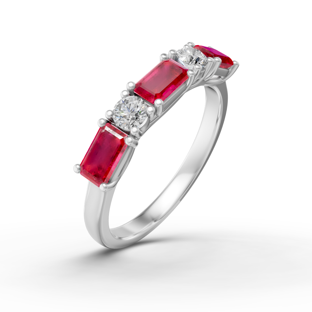 Lab Grown Diamond & Gemstone Five Stone Eternity Ring