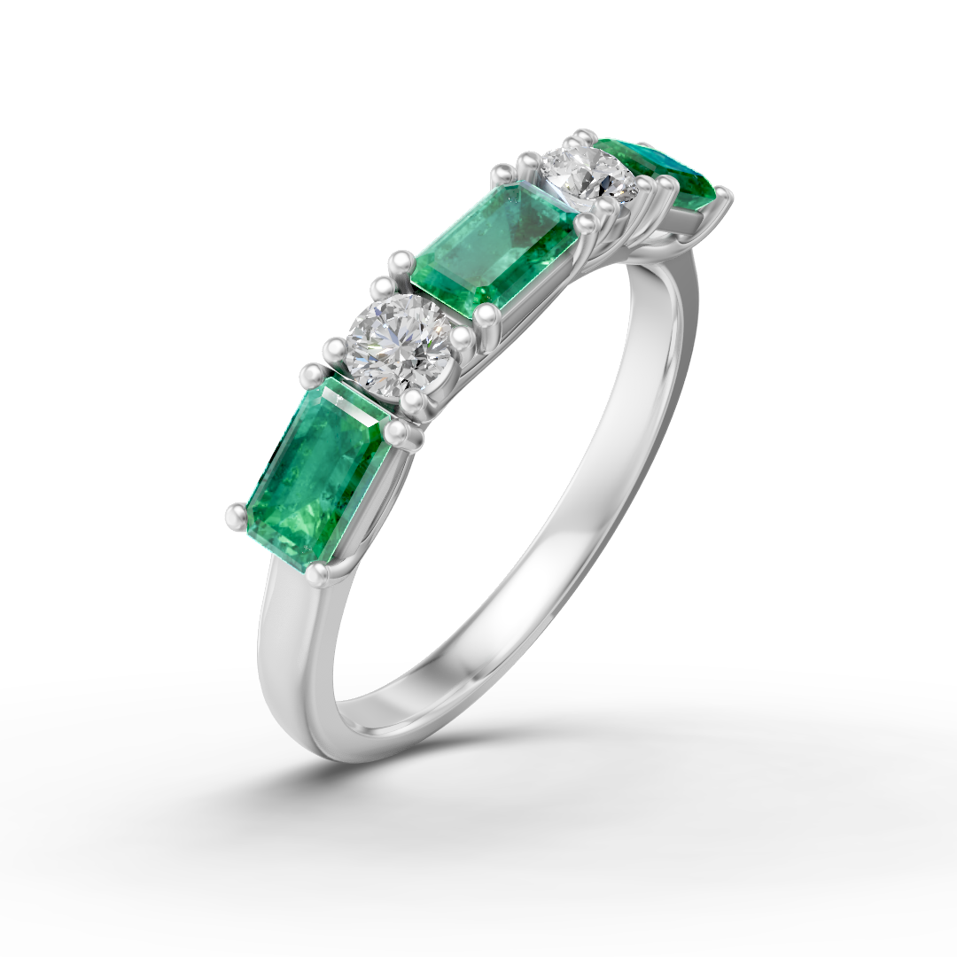 Lab Grown Diamond & Gemstone Five Stone Eternity Ring