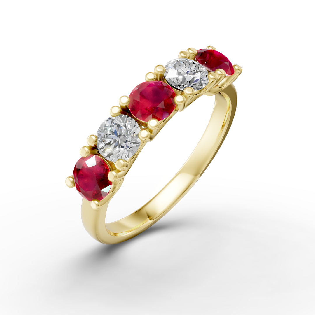 Lab Grown Diamond & Gemstone Five Stone Eternity Ring