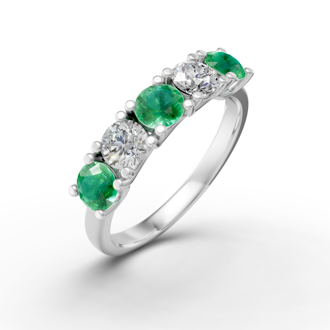 Lab Grown Diamond & Gemstone Five Stone Eternity Ring