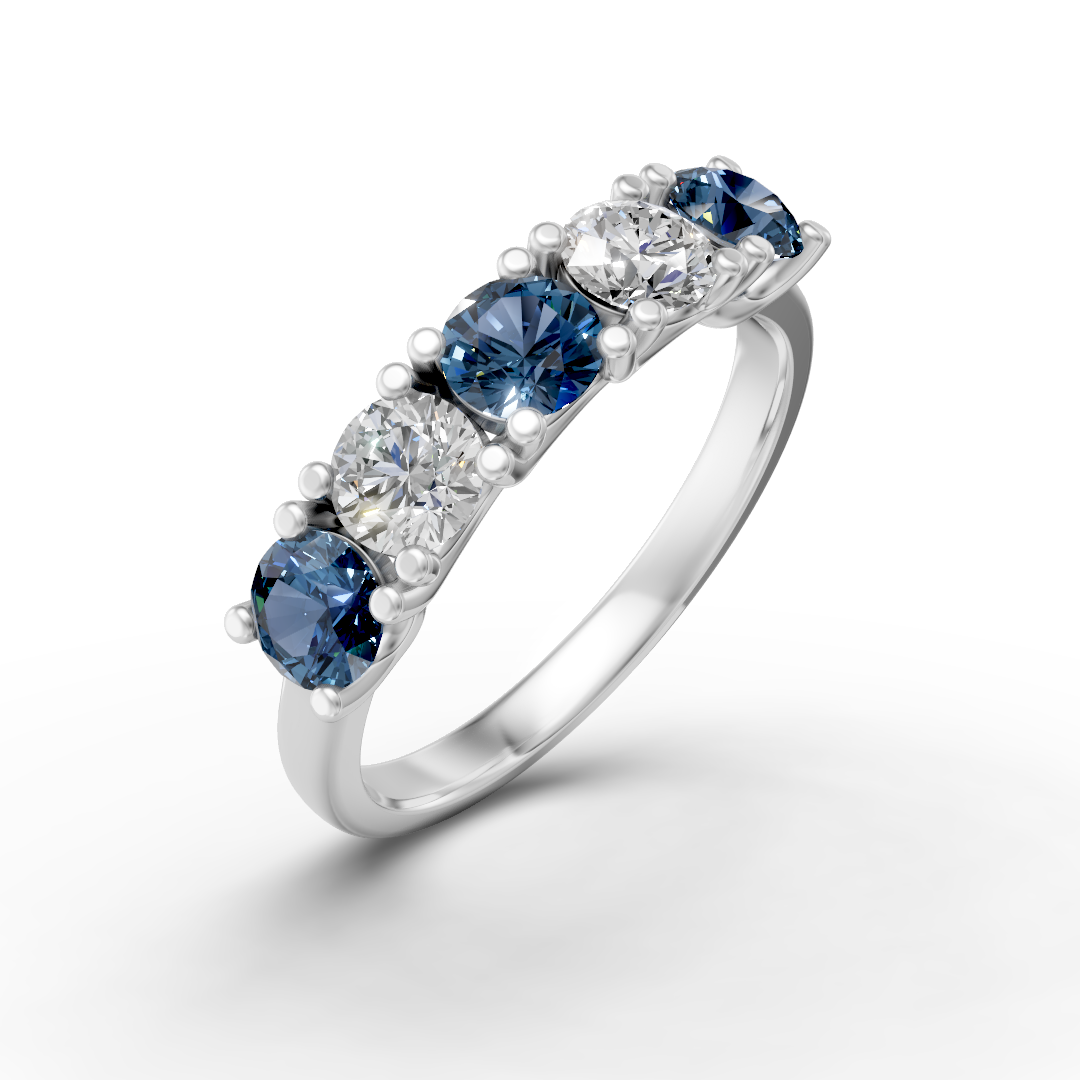 Lab Grown Diamond & Gemstone Five Stone Eternity Ring