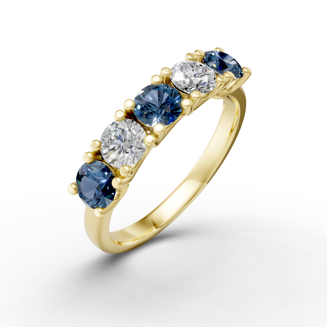 Lab Grown Diamond & Gemstone Five Stone Eternity Ring