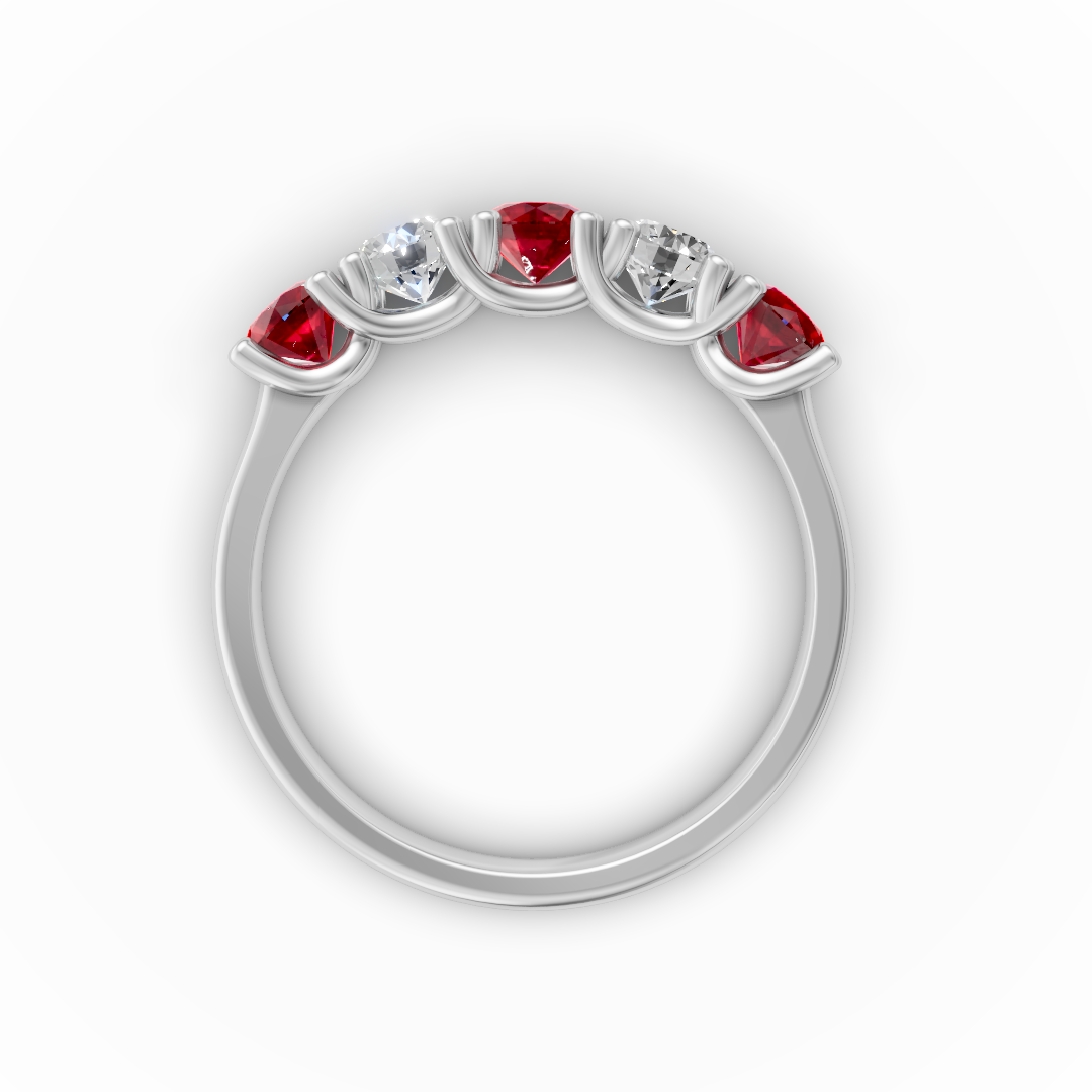 Lab Grown Diamond & Gemstone Five Stone Eternity Ring