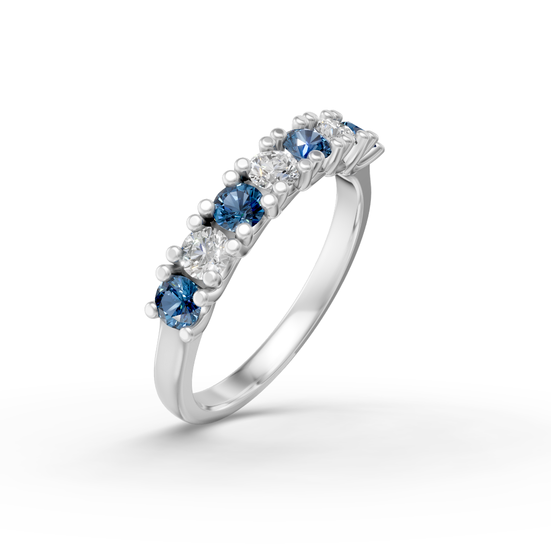 Lab Grown Diamond & Gemstone Seven Stone Eternity Ring