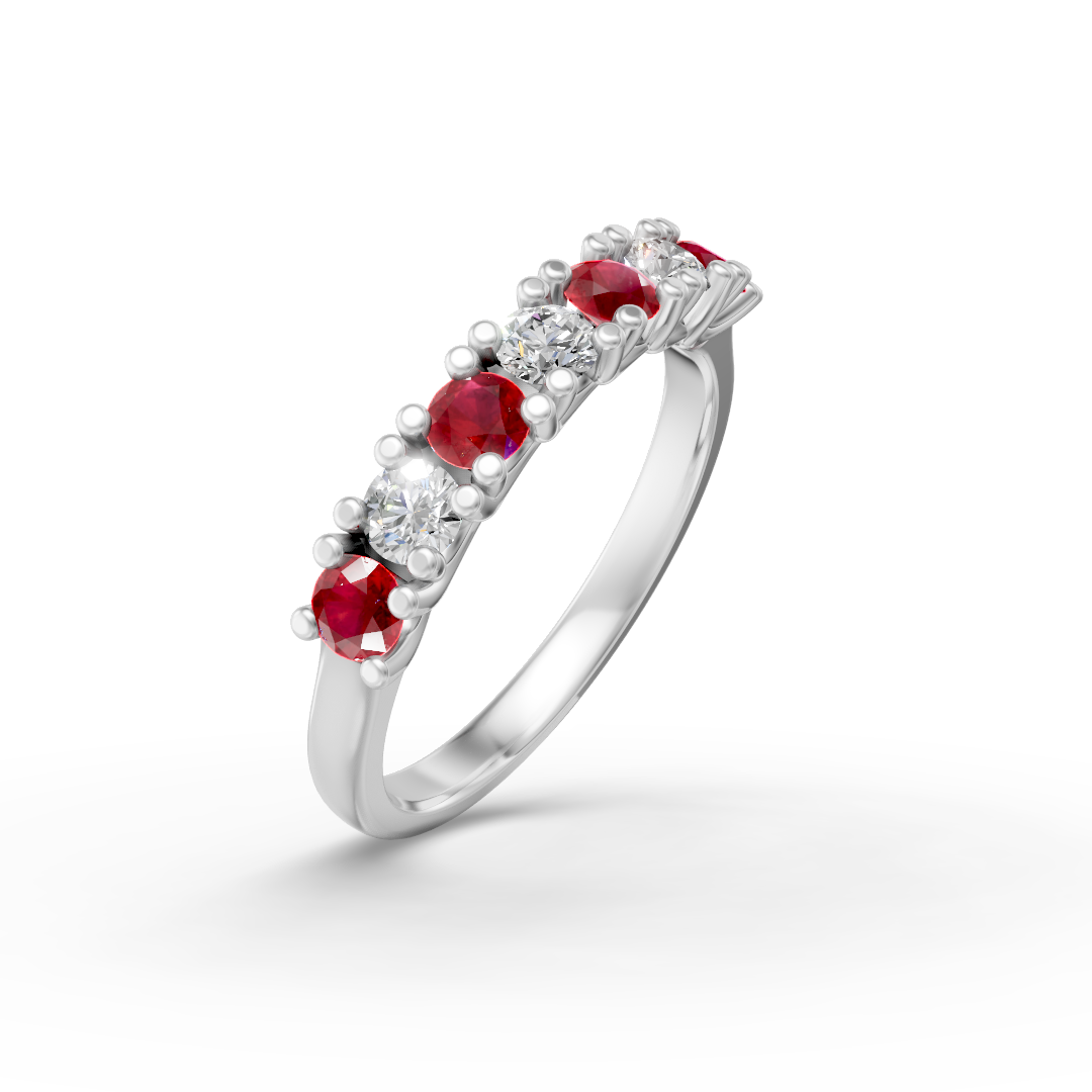Lab Grown Diamond & Gemstone Seven Stone Eternity Ring