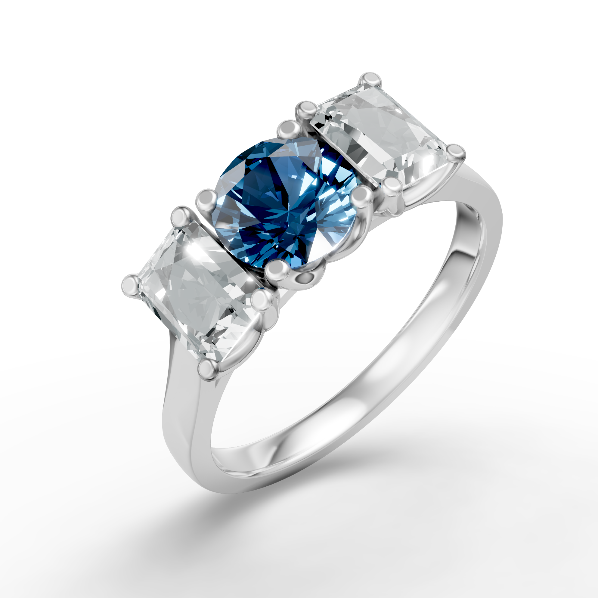 Lab Grown Diamond & Gemstone Trilogy Ring