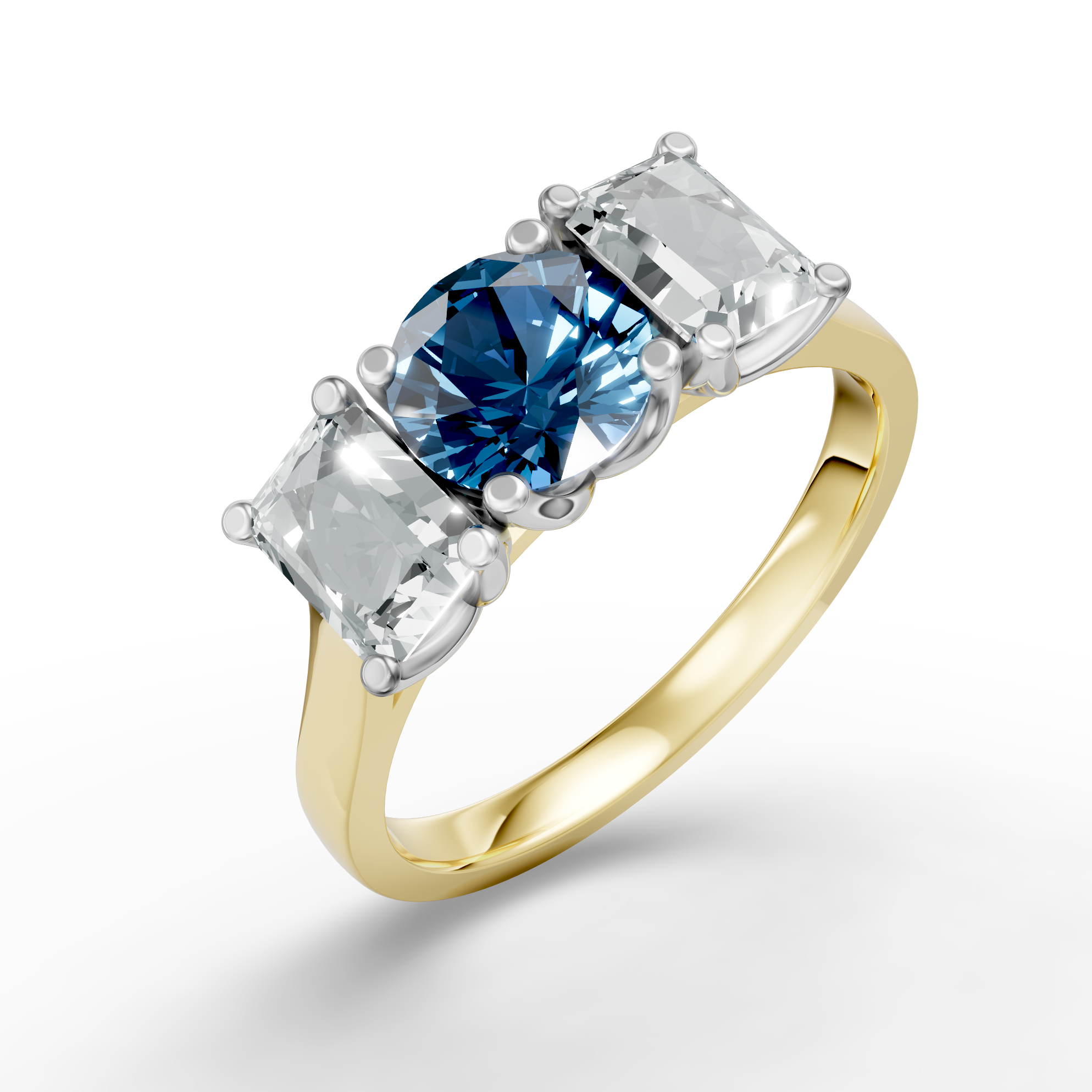 Lab Grown Diamond & Gemstone Trilogy Ring