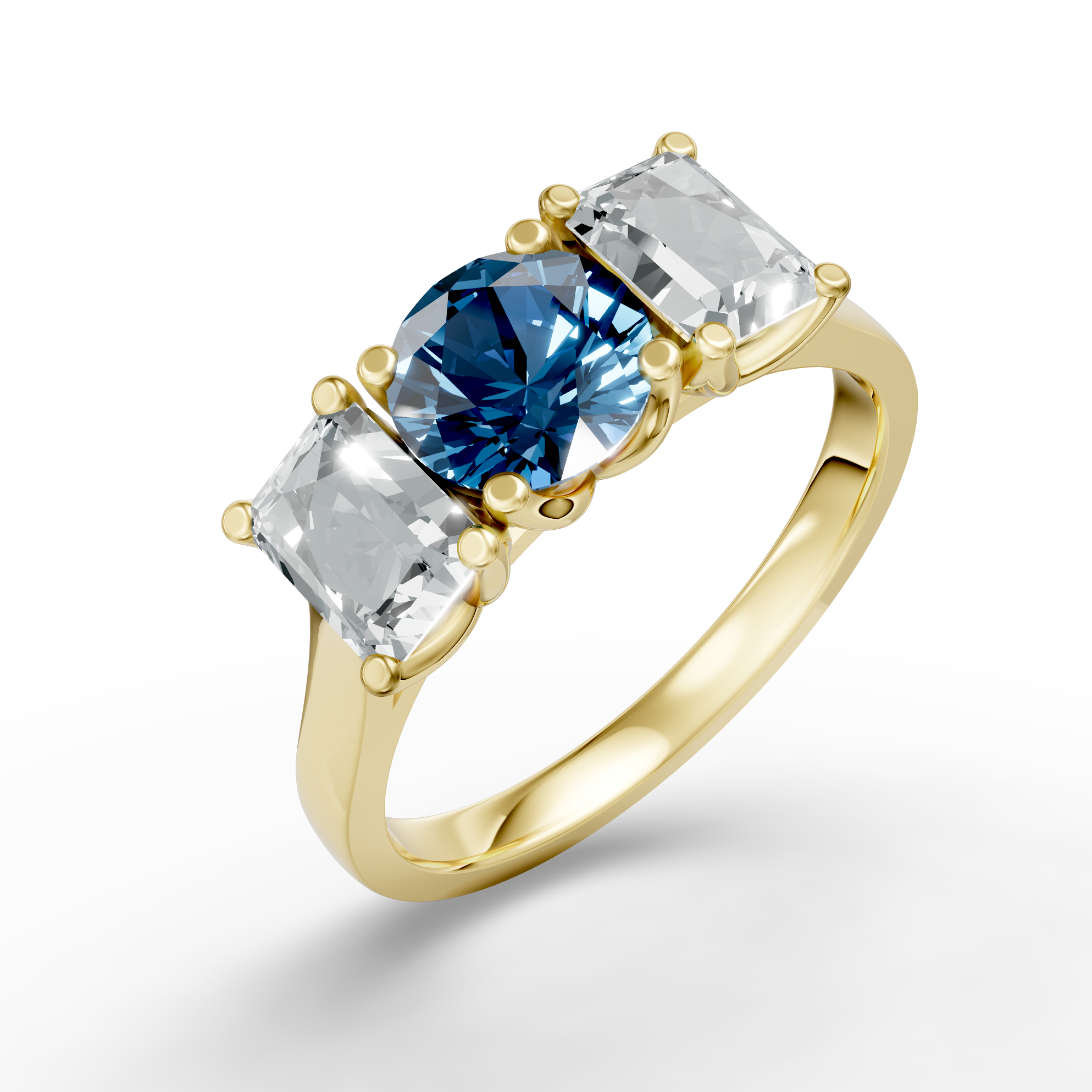 Lab Grown Diamond & Gemstone Trilogy Ring