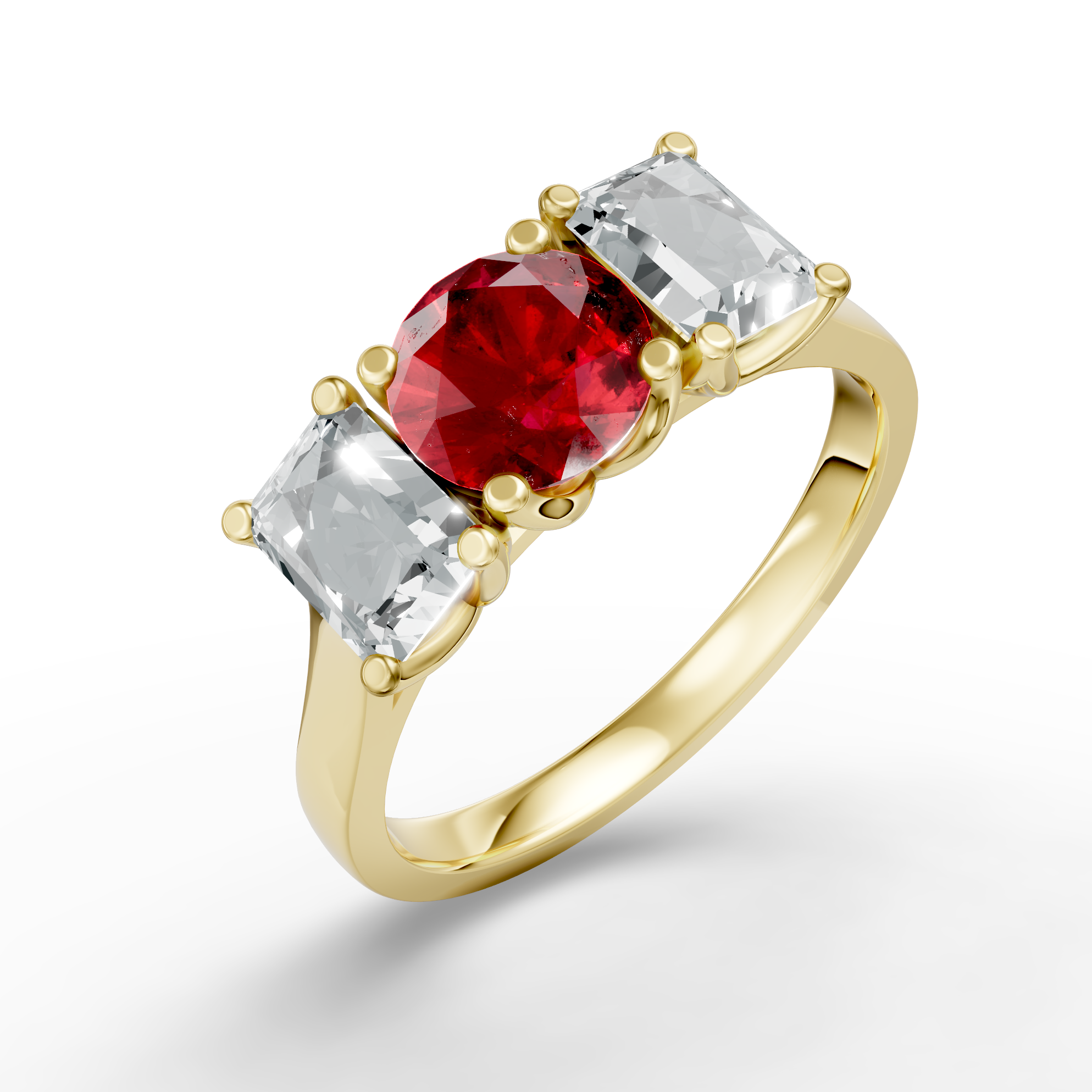 Lab Grown Diamond & Gemstone Trilogy Ring