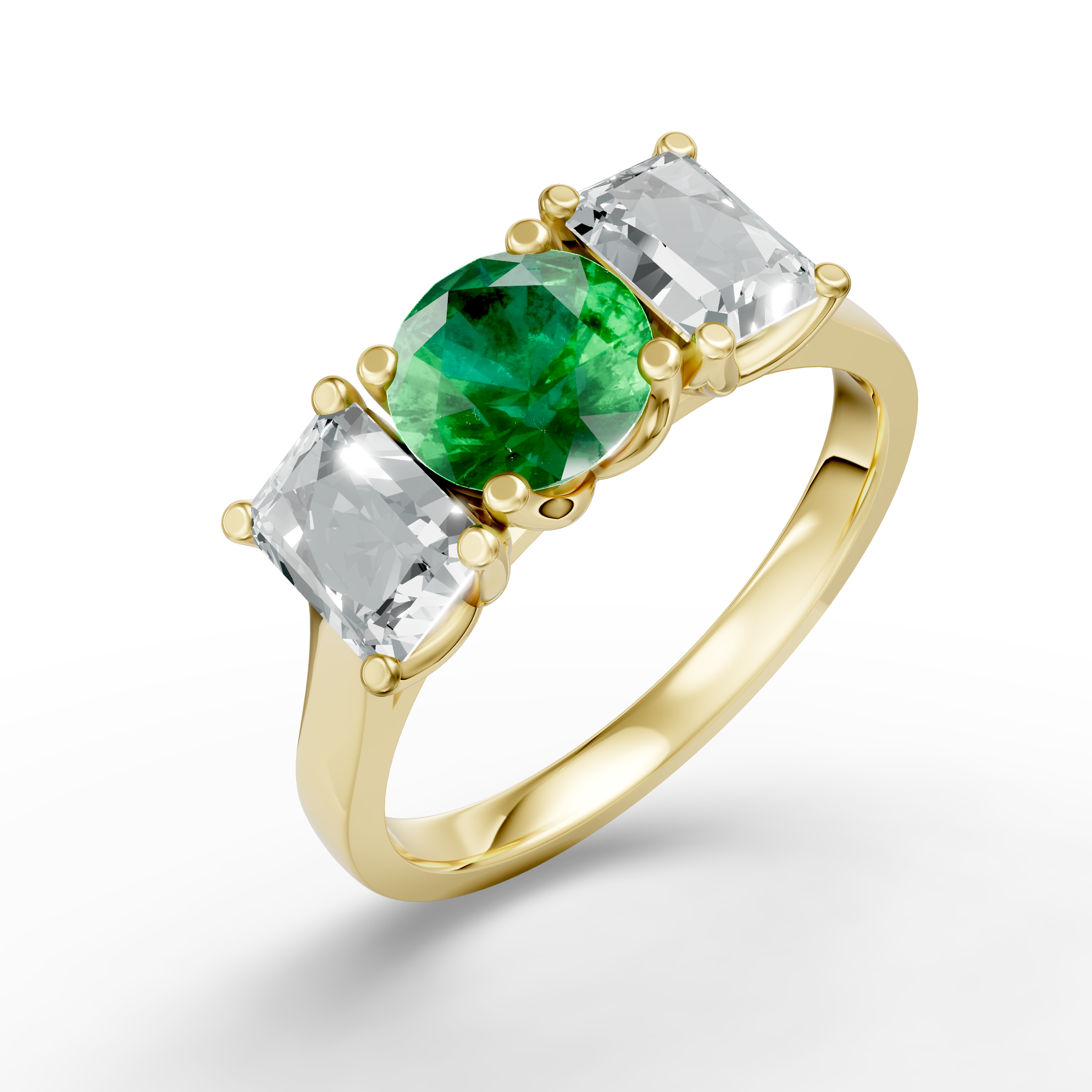 Lab Grown Diamond & Gemstone Trilogy Ring