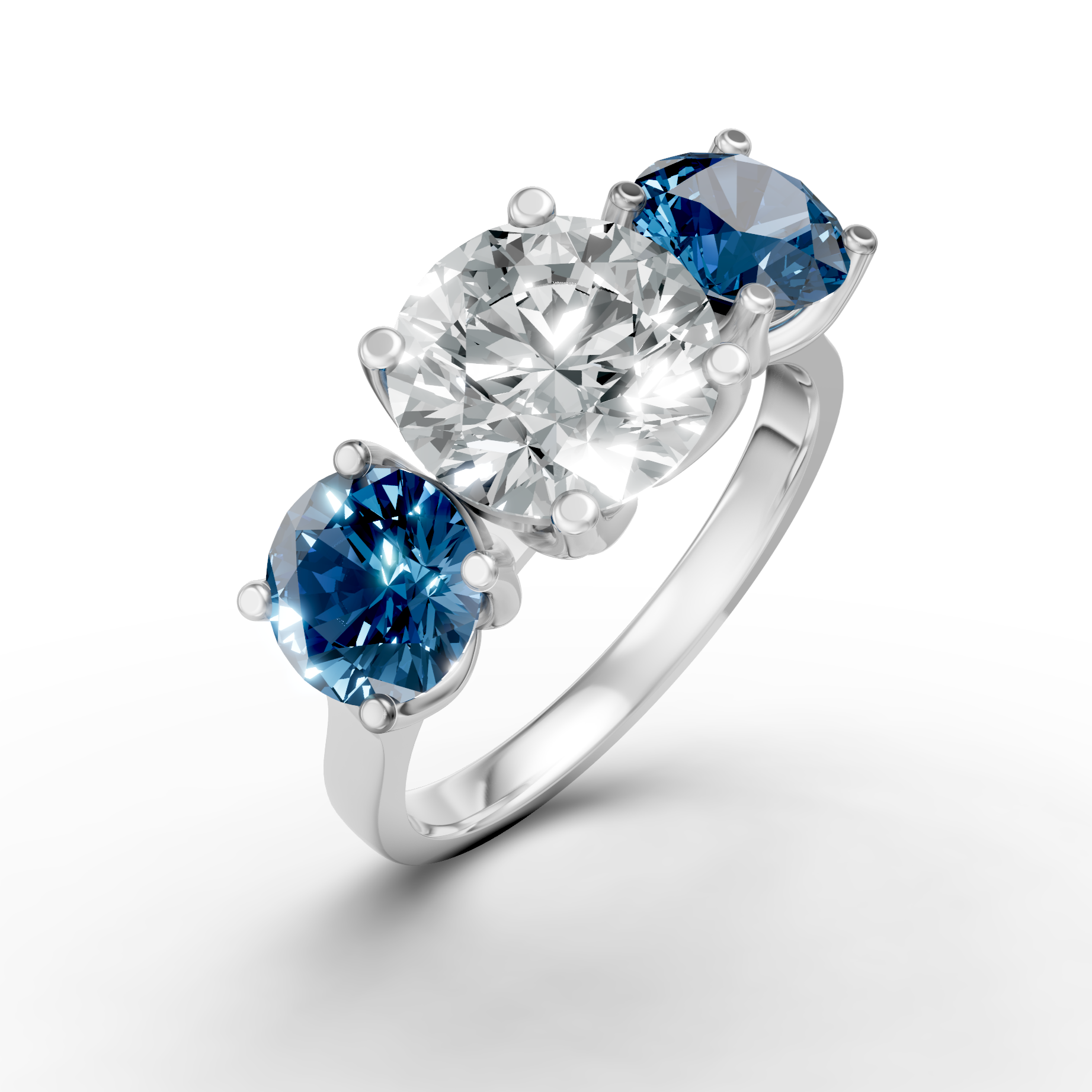 Lab Grown Diamond & Gemstone Trilogy Ring