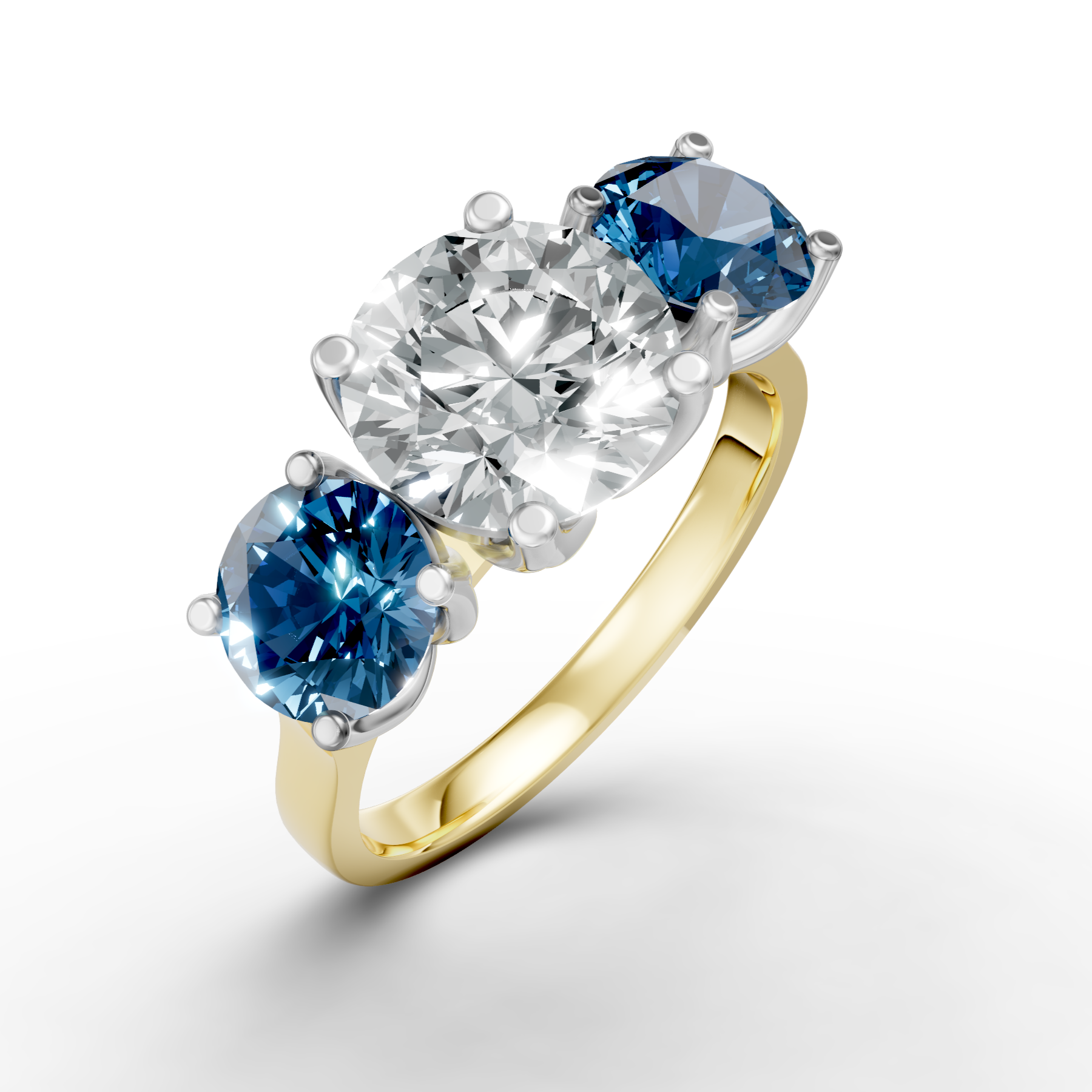 Lab Grown Diamond & Gemstone Trilogy Ring