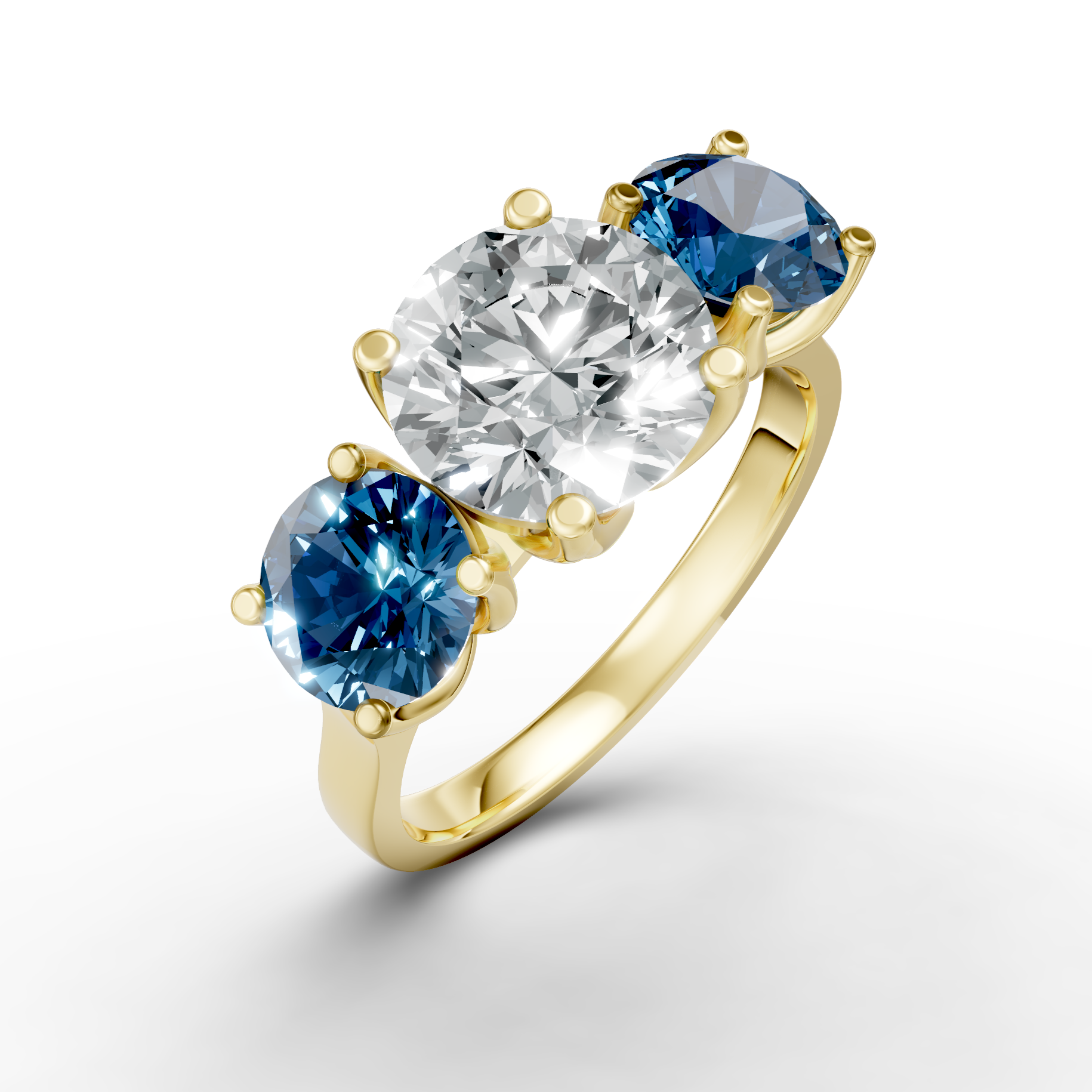 Lab Grown Diamond & Gemstone Trilogy Ring