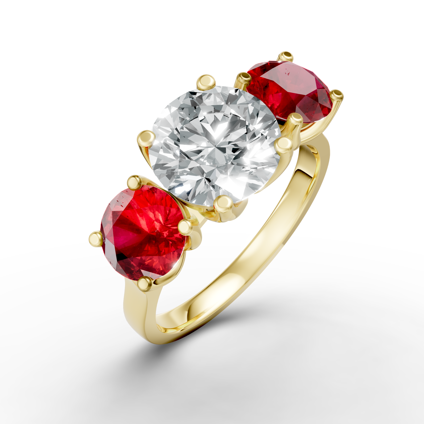 Lab Grown Diamond & Gemstone Trilogy Ring