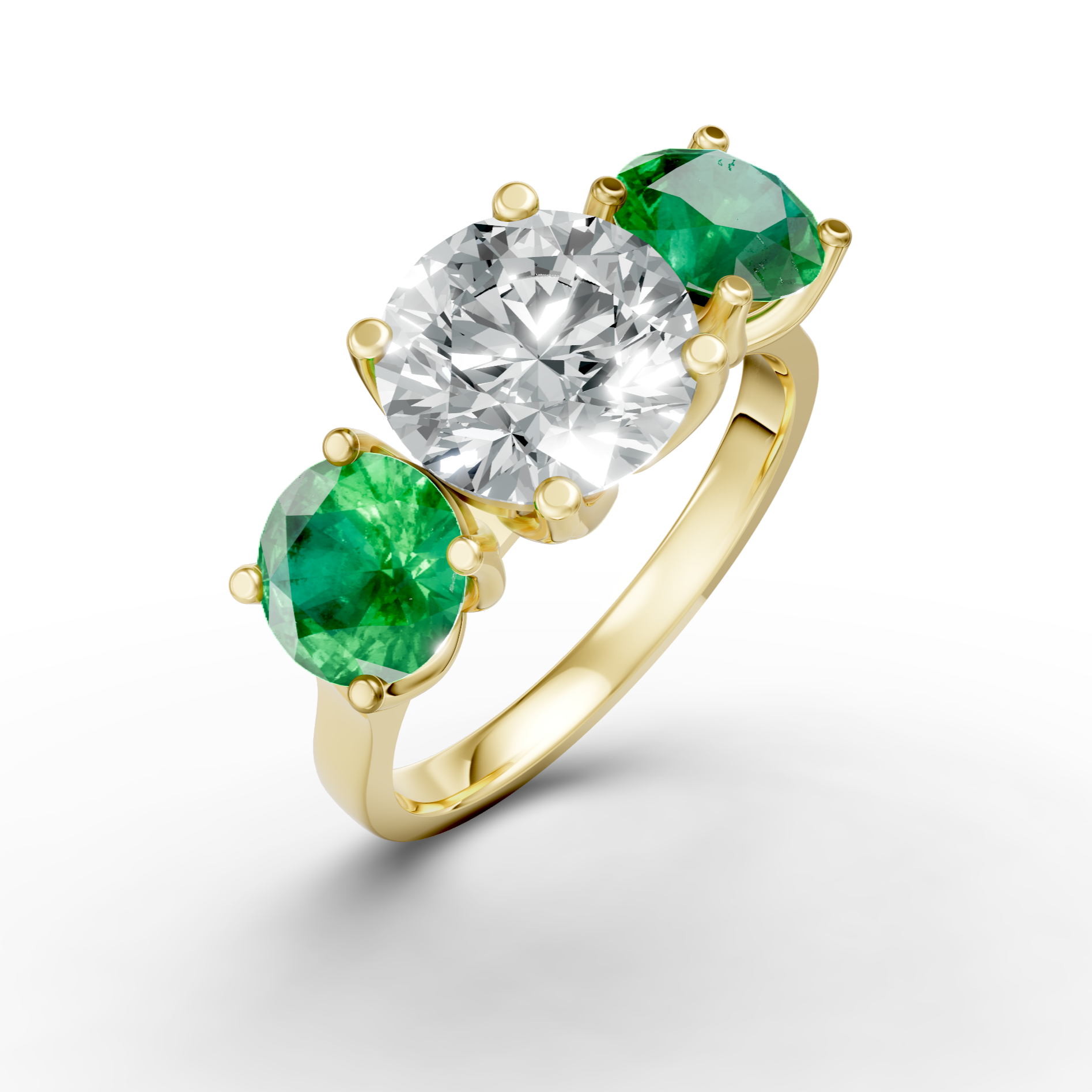Lab Grown Diamond & Gemstone Trilogy Ring