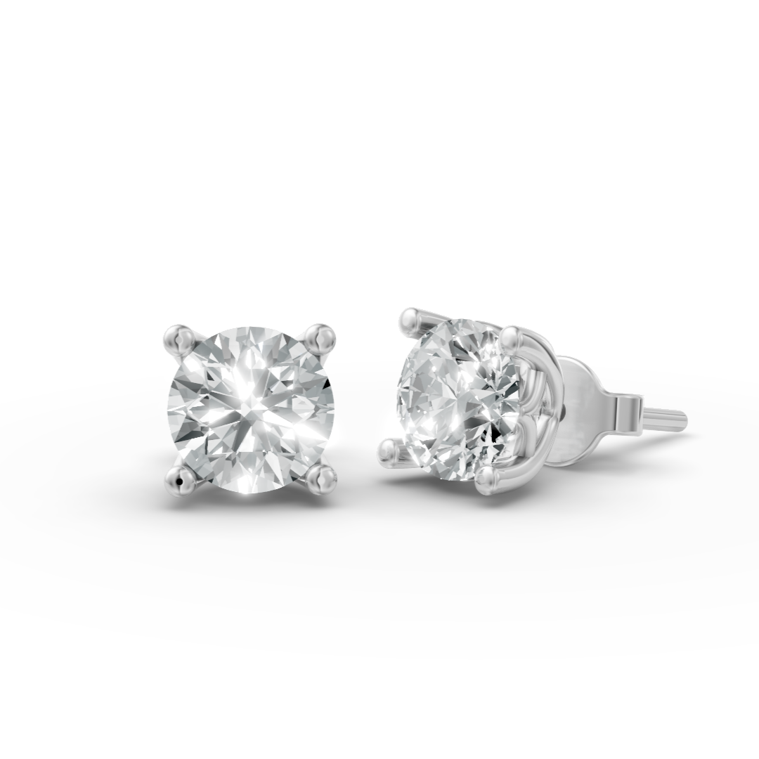 Lab Grown Diamond Round Single Stone Stud Earrings