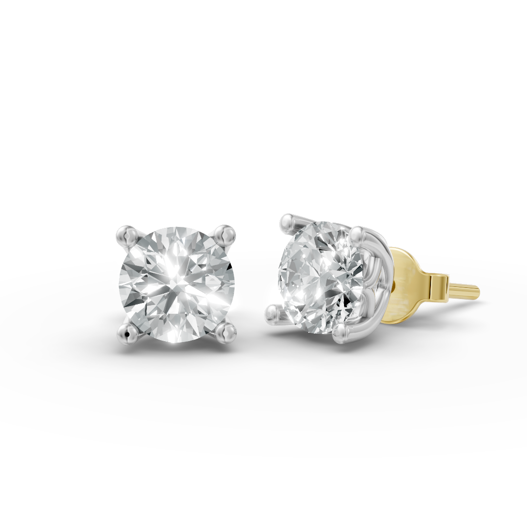 Lab Grown Diamond Round Single Stone Stud Earrings