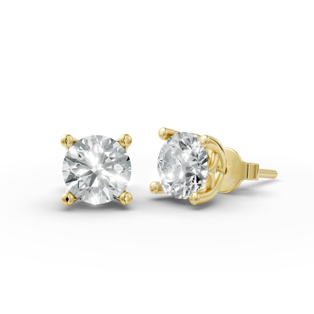 Lab Grown Diamond Round Single Stone Stud Earrings