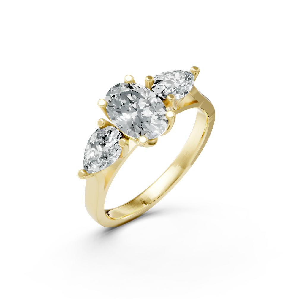 Lab Grown Diamond Oval & Pear Trilogy Ring
