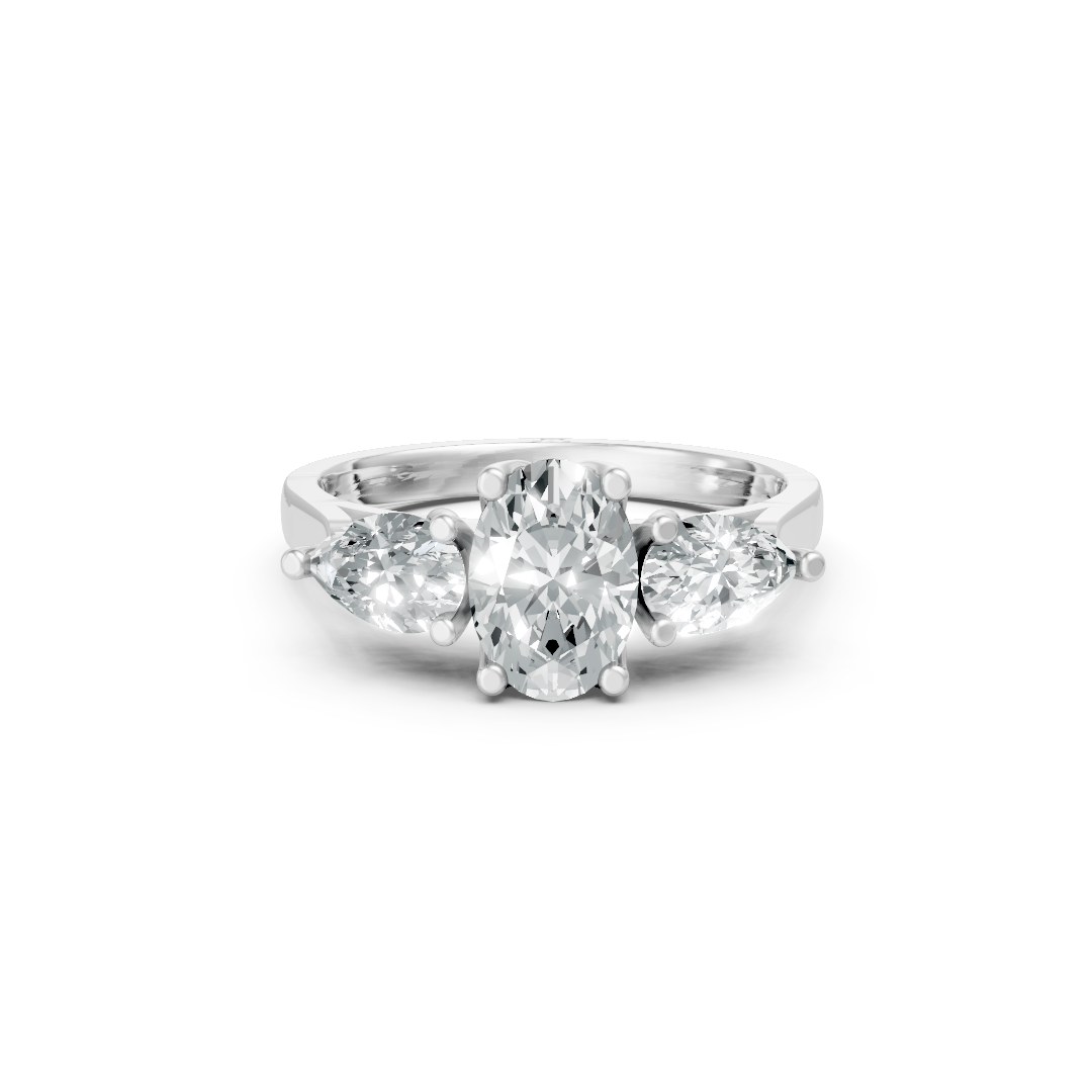 Lab Grown Diamond Oval & Pear Trilogy Ring