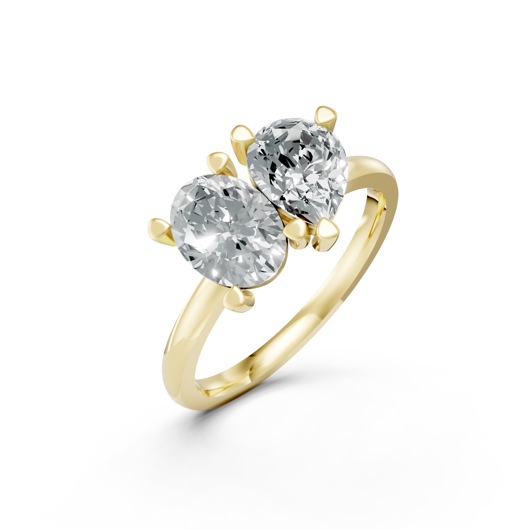 Lab Grown Diamond Two Stone Oval & Pear Ring