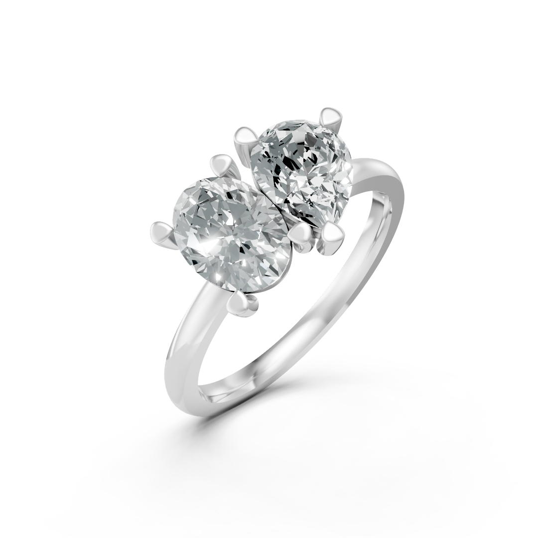 Lab Grown Diamond Two Stone Oval & Pear Ring