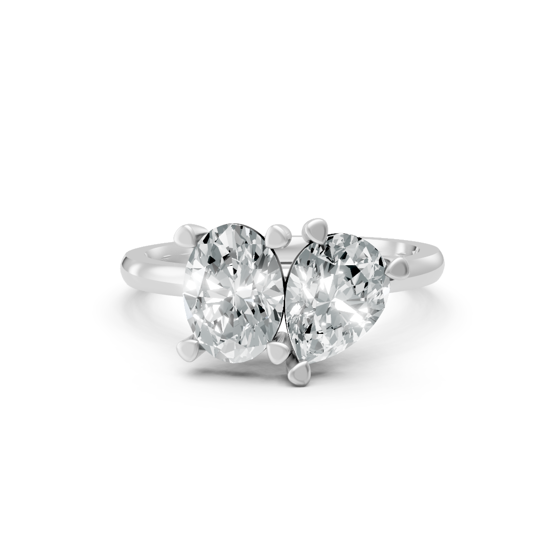 Lab Grown Diamond Two Stone Oval & Pear Ring