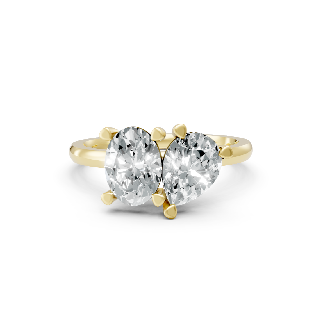 Lab Grown Diamond Two Stone Oval & Pear Ring