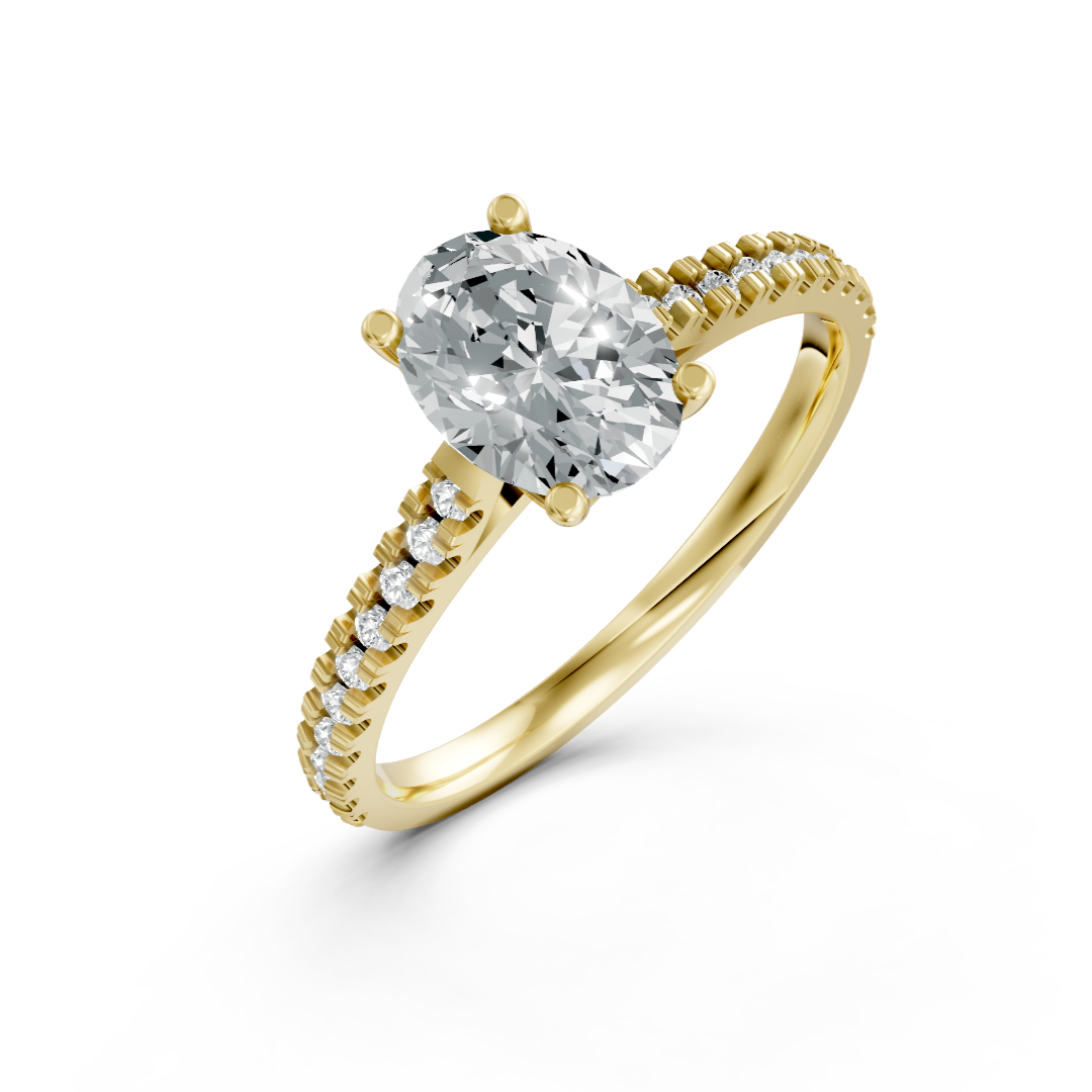 Lab Grown Diamond Oval Shoulder Set Ring